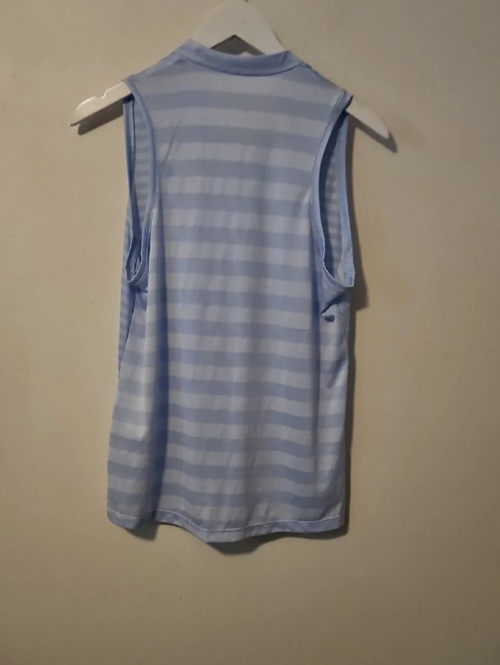 Nike Light Blue Striped Sleeveless Polo TopL